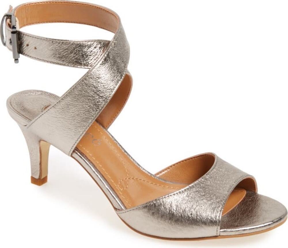 J. Renee Soncino Strappy Metallic Silver Heeled Dressy Sandals Women’s Size 10
